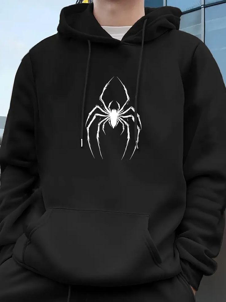 🕷️ Black Spider Graphic Hoodie – Bold, Minimal & Stylish