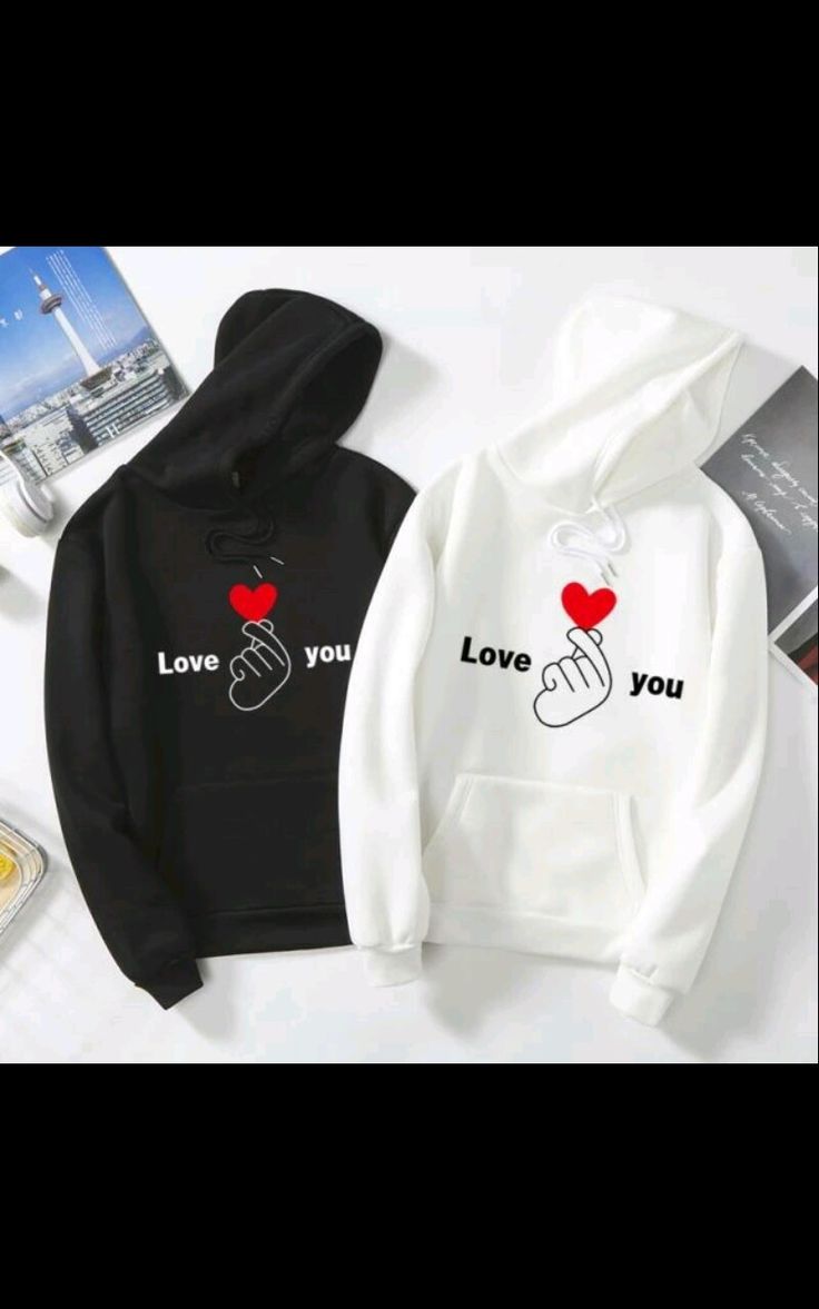 Couple “Love You” Hoodies – Matching Black & White Set