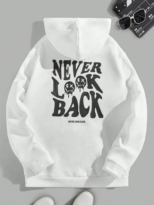 🤍 NEVER LOOK BACK Hoodie – Bold Minimal Streetwear