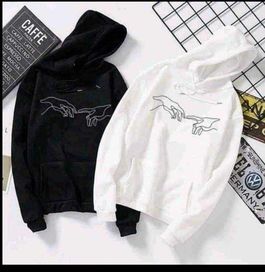 Couple Hand-Touch Hoodies – Matching Aesthetic Line Art Hoodies