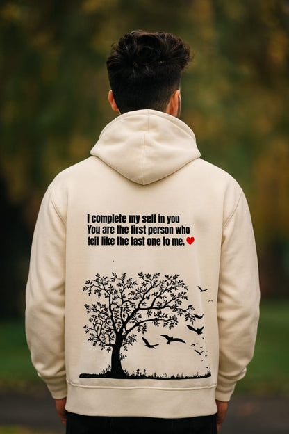 “I Complete Myself in You” Romantic Graphic Hoodie