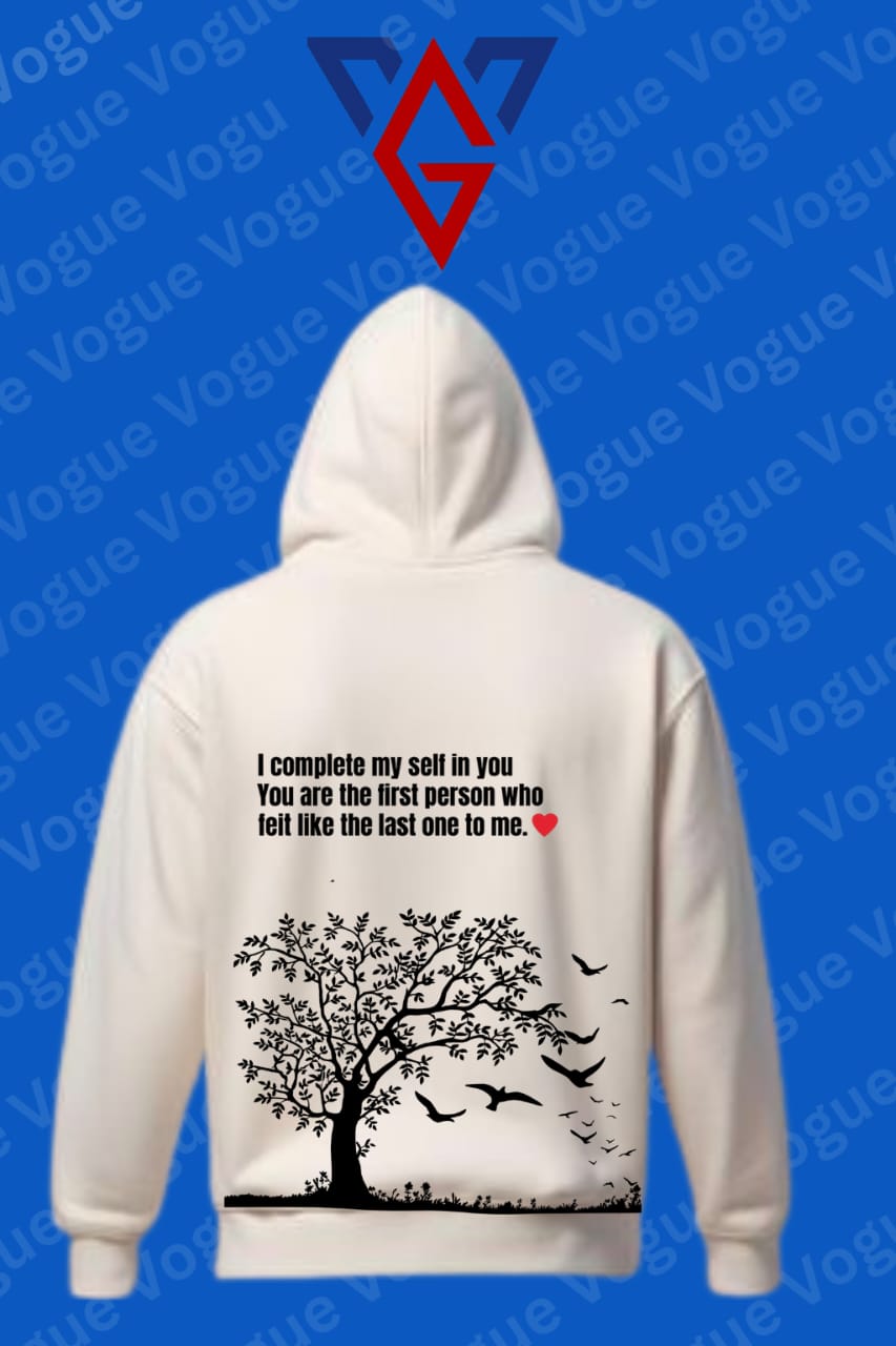 “I Complete Myself in You” Romantic Graphic Hoodie